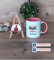 Diyaliz Teknikeri Kupa Bardak Beyaz ve Fotoğraflı Ahşap Anahtarlık Hediye Diyaliz Teknikerine Hediye (Model 6)