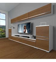 Decoraktiv Ekoflex 9 Mdf Tv Ünitesi Tv Sehpası (Beyaz - Ceviz)