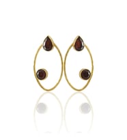 Kadir Jewellery 22 Ayar Altın Kaplama Geometrik Küpe -El İşçiliği Ve Hipoalerjenik Küpe (Bordo)