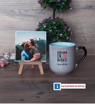 Babalar Günü Hediyesi Fotoğraflı Dekoratif Taş, Kupa Bardak Beyaz Hediye (Model 10)