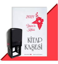 Kişiye Özel Çiçek Buketi 13 2021 Otomatik Kitap Kaşesi (Kırmızı)