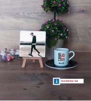 Abiye Hediye Fotoğraflı Dekoratif Taş, Ahşap Altlıklı Türk Kahvesi Fincanı Hediye (Model 7)