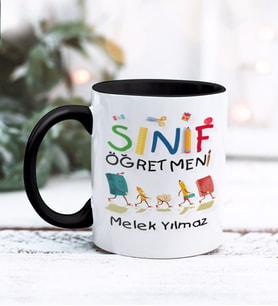 Sınıf Öğretmeni Tasarımlı Kişiye Özel Kupa Bardak (Siyah)