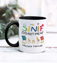 Sınıf Öğretmeni Tasarımlı Kişiye Özel Kupa Bardak (Siyah)