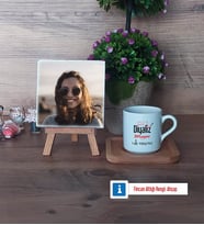 Diyaliz Teknisyeni Fotoğraflı Dekoratif Taş, Ahşap Altlıklı Türk Kahvesi Fincanı Hediye Diyaliz Teknisyenine Hediye (Model 1)