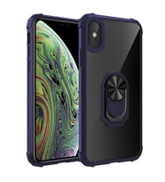 Uyumlu Model Apple iPhone XS Max 6.5 Kılıf Şeffaf Sararmaz Yüzüklü Mola Kapak (Lacivert)
