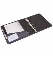 2K A5 KÜÇÜK BOY SUNİ DERİ EVRAK SUNUM KLASÖRÜ 4 CM 4 HALKALI 20X23 CM. (Lacivert)