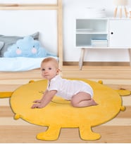 Bebek Oyun Halısı 120 cm Ponponlu ve Ayaklı (%100 Yerli) (Sarı)