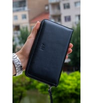 Hky Hakiki Deri Telefon Bölmeli Erkek Portföy (Siyah)
