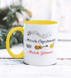 Müzik Öğretmeni Tasarımlı Kişiye Özel Kupa Bardak (Sarı)