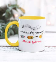 Müzik Öğretmeni Tasarımlı Kişiye Özel Kupa Bardak (Sarı)