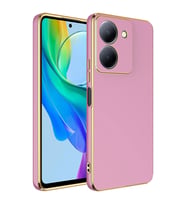 Vivo Y36 4G Kılıf Kenarları Gold Kamera Korumalı Renkli Pastel Silikon Mavi Açık BARK (Mor)