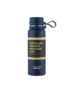 Termos Bardak Büyük Kapasiteli Taşınabilir Spor Paslanmaz Çelik Su Şişesi 0.65ml (Lacivert)