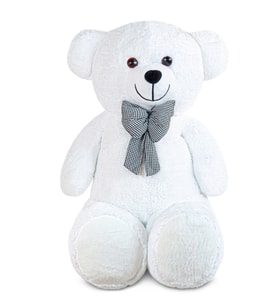 160 Peluş Ayı - Şık Papyonlu Dev Sevimlilik (Beyaz)