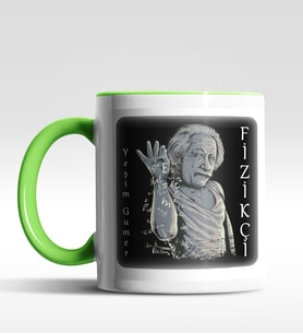 Kişiye Özel Fizikçi Tasarımlı Siyah Kupa (Yeşil-Beyaz)
