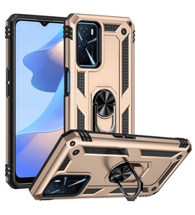 Oppo A16 Kılıf Zore Vega Yüzük Standlı Zırh Kılıf (Gold)