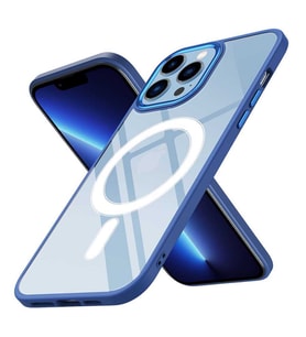 Uyumlu Model Apple iPhone 13 Pro Max Kılıf Krom Magsafe Silikon Kapak (Lacivert)