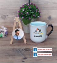Muhasebeci Kupa Bardak Beyaz ve Fotoğraflı Ahşap Anahtarlık Hediye (Model 10)