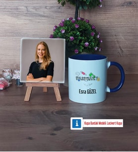 Bankacıya Hediye Fotoğraflı Dekoratif Taş, Kupa Bardak Beyaz Hediye (Model 3)