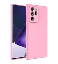 Samsung Galaxy Note 20 Ultra Kılıf Kamera Korumalı iÇi Süet Dokulu Lansman Tipi Silikon (Açık Pembe)
