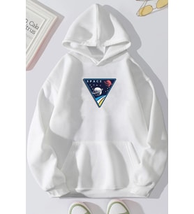 Unisex Space Baskılı Sweatshirt (A.Beyaz)