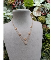 kadın 2'li zirkon taşlı çelik kolye (Rose)