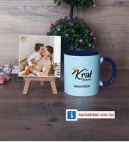 Kral Babam Babaya Hediye Fotoğraflı Dekoratif Taş, Kupa Bardak Beyaz Hediye (Model 3)