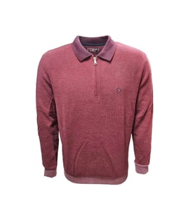Rey Polo R01253 Erkek Basic Regular Fit Selanik Polo Yaka Sweatshirt - ST01253 - Açık Kahverengi - ST01253-Açık Kahverengi-M (Bordo)