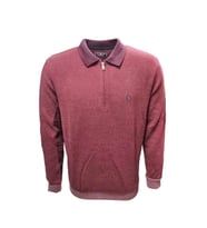 Rey Polo R01253 Erkek Basic Regular Fit Selanik Polo Yaka Sweatshirt - ST01253 - Açık Kahverengi - ST01253-Açık Kahverengi-M (Bordo)