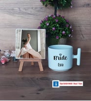 Bride Fotoğraflı Dekoratif Taş, Kupa Bardak Beyaz Hediye (Model 12)