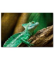 Cakapuzzle Kahverengi Dal Üzerinde Yeşil Kertenkele Puzzle Yapboz MDF (Ahşap) (500 Parça)