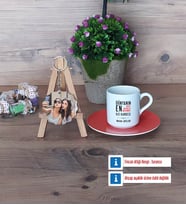 Kız Kardeş Türk Kahvesi Fincanı Ahşap Altlıklı ve Fotoğraflı Ahşap Anahtarlık Hediye (Model 8)