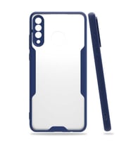 Huawei P30 Lite Kılıf Kamera Korumalı Arkası Şeffaf Silikon (Lacivert)