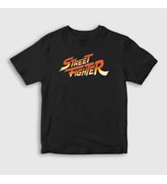 Presmono Unisex Çocuk Beyaz Logo Oyun Street Fighter T-Shirt 324100tt (Siyah)
