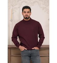 Woolen World Balıkçı Yaka Kalın Yünlü Erkek Triko Kazak (Bordo)