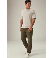 Süperlife Erkek Bisiklet Yaka Slim Fit Baskılı Tişort SPR21Y23 (Taş)