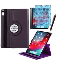Apple iPad Pro 3 12.9 inç 3 Nesil Uyumlu Kılıf Ekran Koruyucu Ve Kalem Set (Mor)