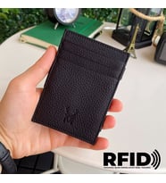 Modica Lotus - Hakiki Deri RFID Korumalı Sihirbaz Cüzdan (Siyah)