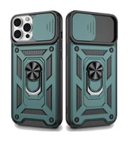Apple iPhone 12 Pro Uyumlu Kızaklı Kamera Korumalı Tank Kılıf (Yeşil)
