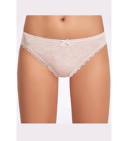 Melanjlı Dantelli Kadın Bikini Külot    3 Adet (KAHVE)