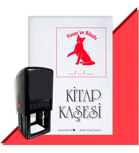 Kişiye Özel  Sevimli Kedi 7 Tarihli Kitap Kaşesi (Kırmızı)
