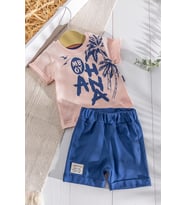 Summer Temalı Yazlık Şortlu Erkek Bebek Takım (Lacivert)
