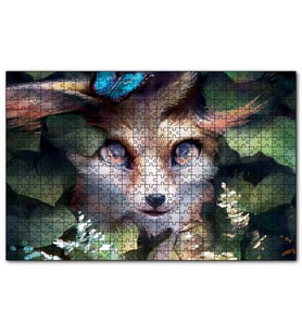 Cakapuzzle Yaprakların Arasındaki Sevimli Tilki  Puzzle Yapboz MDF (Ahşap) (1000 Parça)