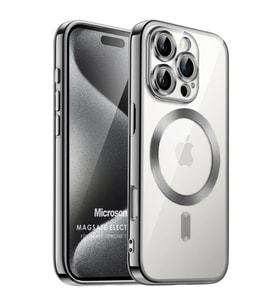 Microsonic Apple iPhone 16 Pro Kılıf MagSafe Luxury Electroplate Siyah (Koyu Gri)