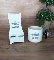 Su Ürünleri Mühendisi Hediye Sepeti Kupa Bardak T Kulplu ve Ahşap Telefon Standı Mühendisler Günü Hediyesi (Model 6)