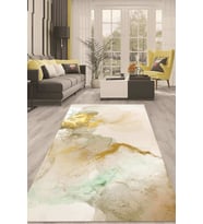 Dijital Kaymaz Taban Yıkanabilir Modern Renkli Salon Halısı Mutfak Halısı Yolluk ND-HT-309 (Krem)