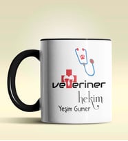 Kişiye Özel Veteriner Hekim Tasarımlı Turuncu Kupa Bardak (Siyah)