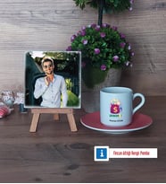 Ekonomist Fotoğraflı Dekoratif Taş, Ahşap Altlıklı Türk Kahvesi Fincanı Hediye (Model 6)