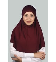 İkili Set Pratik Eşarp Hazır Türban ve Hijab Tesettür Bonesi (Bordo)