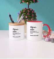 Öğretmen Kupa Bardak Lacivert ve Kalemlik (Model 8)